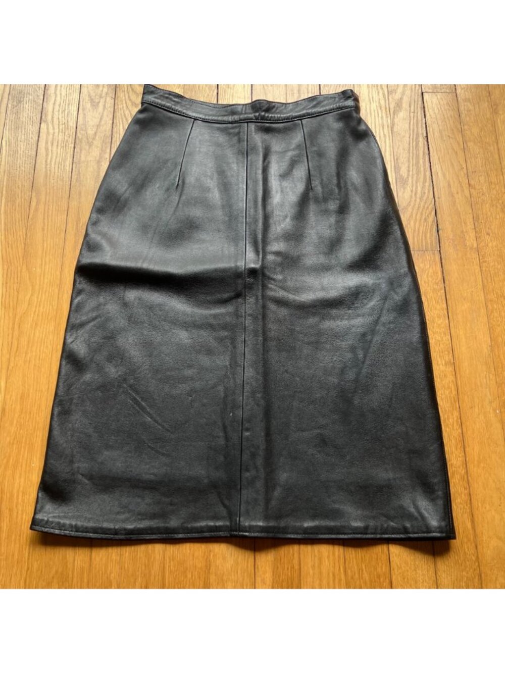 Vintage Goth 90s Erez Sport Size 12 Leather Knee Length Straight Pencil Skirt - Picture 2 of 16